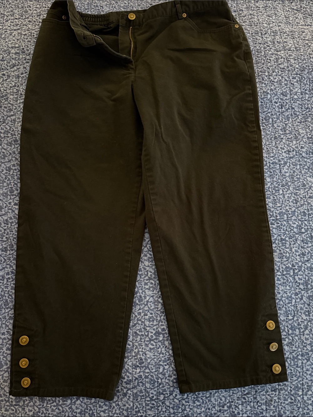 Ruby Rd. Black womens Button-Cuff Chinos